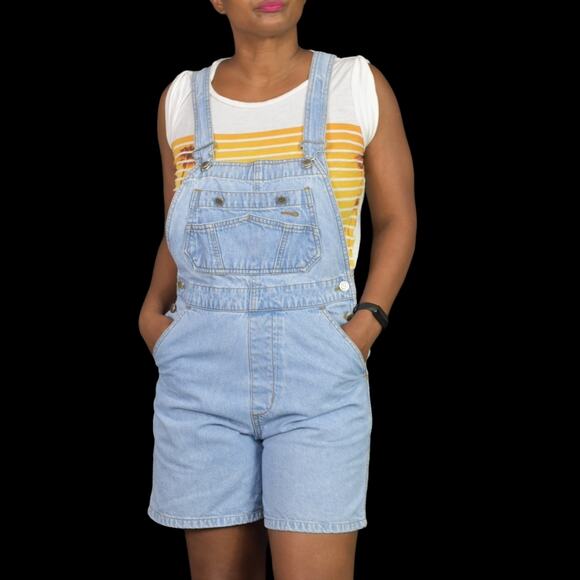 Vintage Bill Blass Bib Overalls Shorts Shortalls Blue Light Wash 90s Size Small - Picture 13 of 15